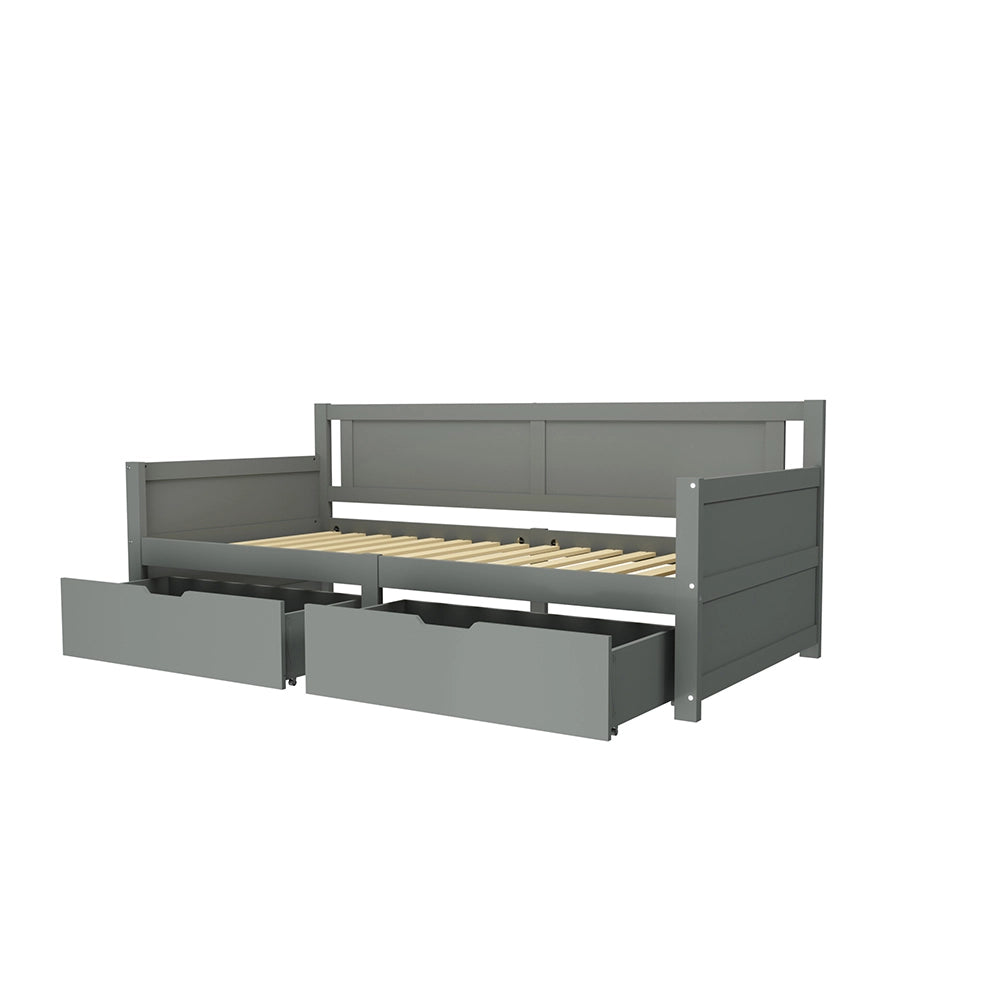 Letto a sedia singolo - Xylo - 90x200 cm - Grigio - Due scomparti di archiviazione