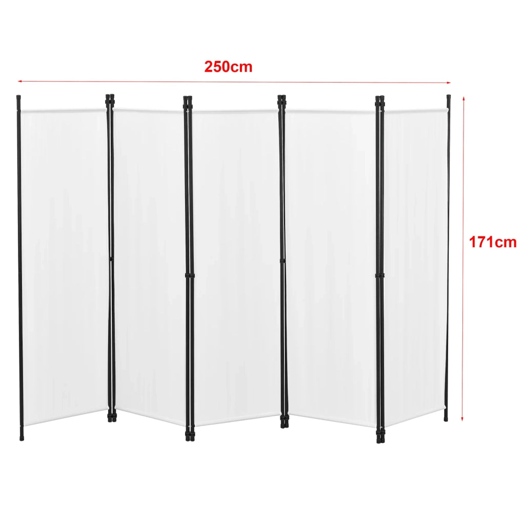 Schermo divisorio per la privacy a 5 pannelli 171 x 250 cm bianco 03_0008063