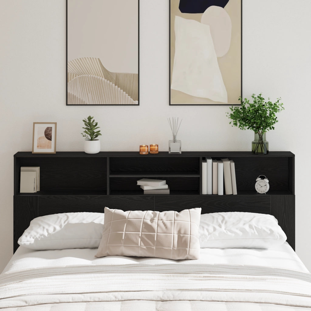 Testiera per letto in rovere nero, 200x19x103,5 cm, Legno ingegnerizzato