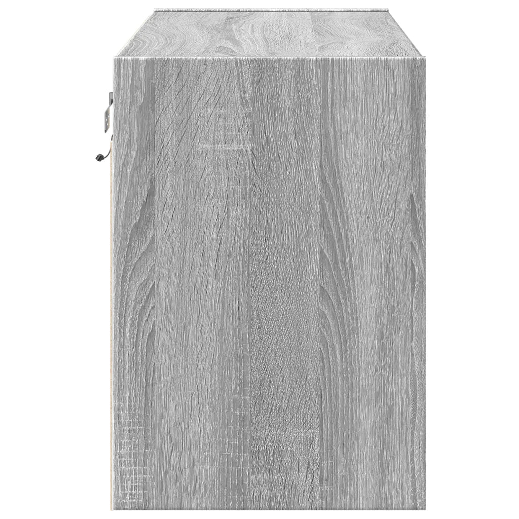 Mobile TV a Parete con Luci LED Grigio Sonoma 80x31x45 cm 852290