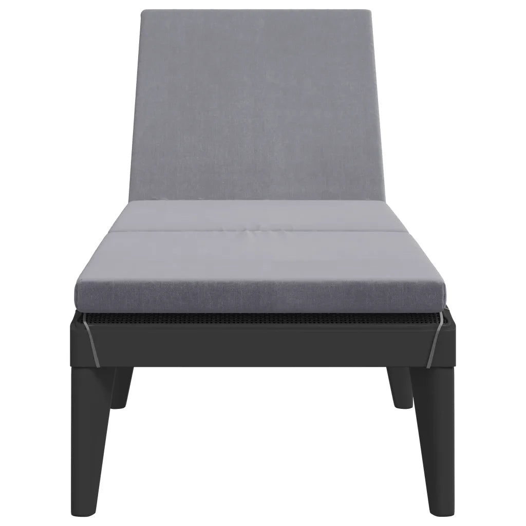 Lettino con Cuscino Antracite 186x60x29 cm in PP 364223