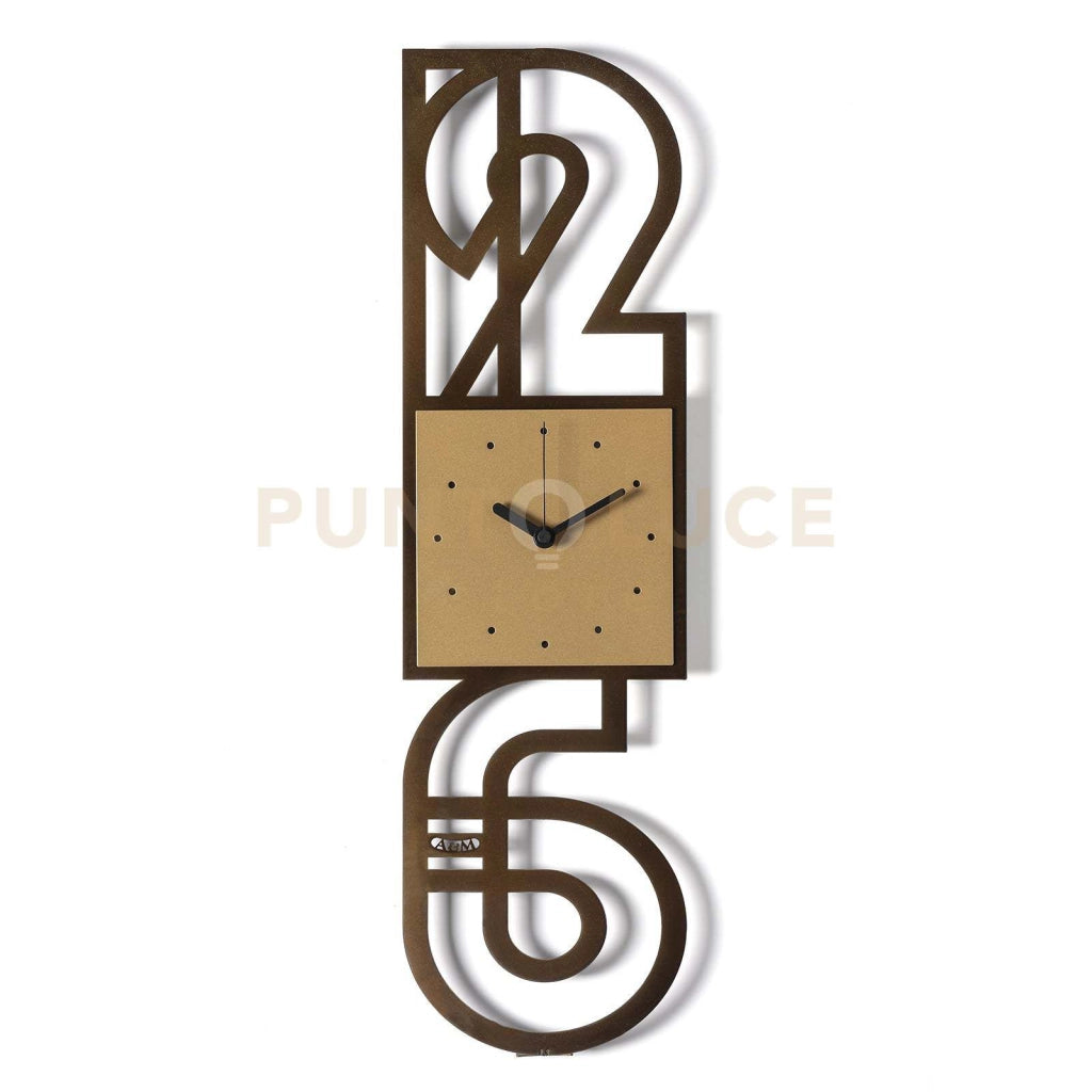 orologio da parete di design neville Caramello Industrial/oro laccato in Ferro 20x70h cm