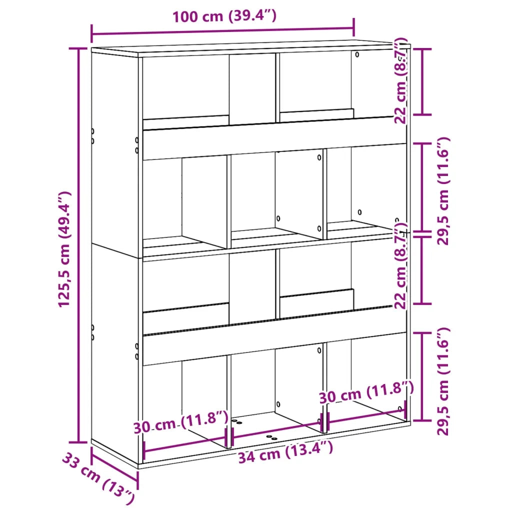 Libreria-Scaffale per Libri-Mobile di Stoccaggio Grigio Cemento 100x33x125,5 cm in Legno Multistrato 957112