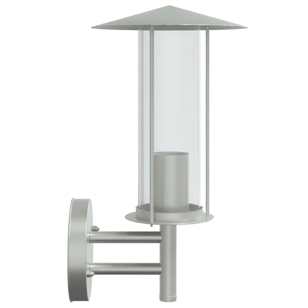 Set di 2 applique da giardino resistenti alle intemperie 17,5 x 17,5 x 33 cm acciaio inox argento 02_0056564