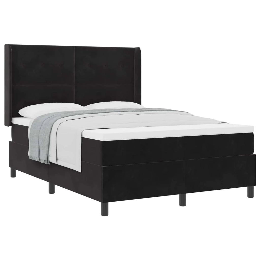 Letto a molle con materasso Nero 160 x 200 cm Velluto
