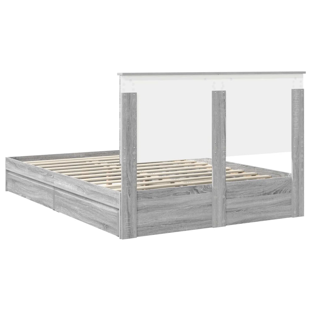 Letto con Contenitore con testiera Grigio Sonoma 150 x 200 cm