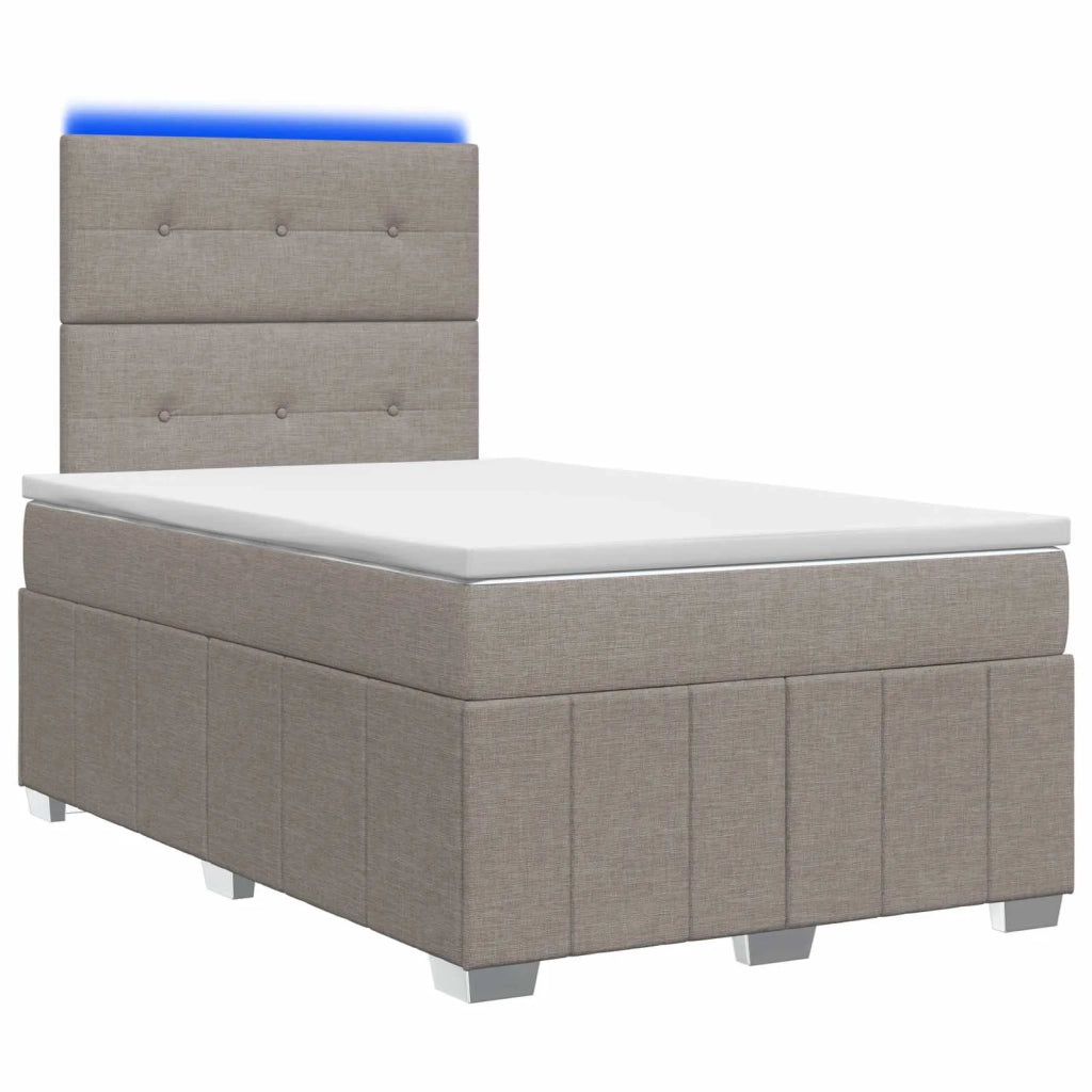 Letto Box Spring LED con Materasso Tortora 120 x 190 cm Tessuto 3455560