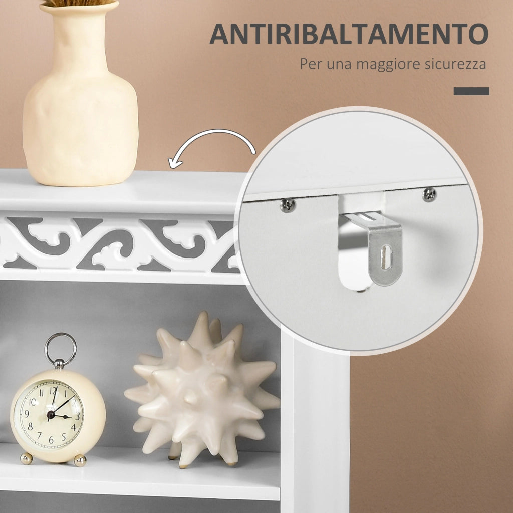 Mobiletto da terra e un Armadietto 2 Ripiani Anta in MDF Bianco Bagno MDF 40L x 23P x 80A cm Bianco