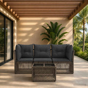 Set Divano da Giardino 4 pz Grigio polyrattan 3434126