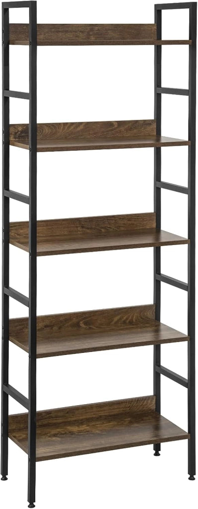 Scaffale Libreria a 5 Ripiani Design Industriale Scaffalatura Portaoggetti Moderna per Studio Sala Ufficio Legno scuro 0010ZWJ