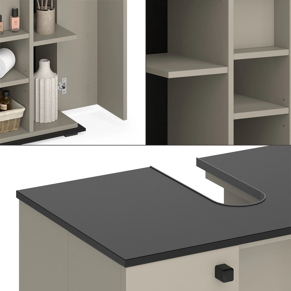 Vicco Mobile sottolavabo per bagno Grigio 60 x 59 cm con 2 porte