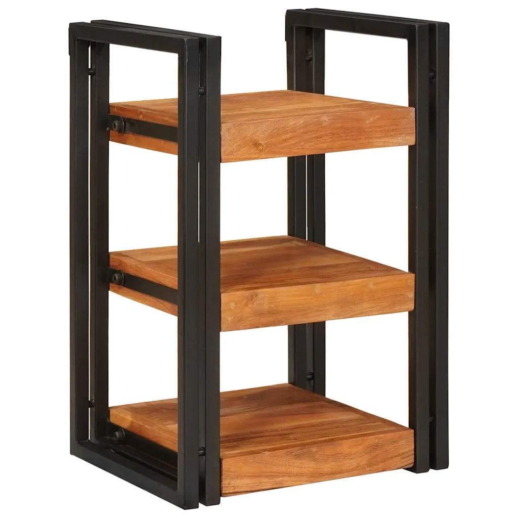 Comodino Marrone e Nero Legno Massello di Acacia 4016734