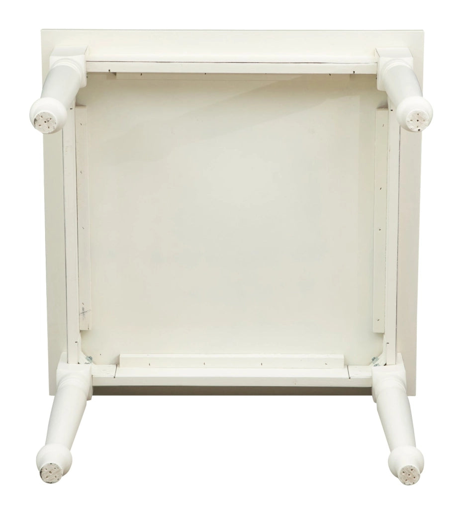 Biscottini Tavolo Country in legno massello di tiglio finitura bianca anticata L90xPR90xH78 cm. Made in Italy