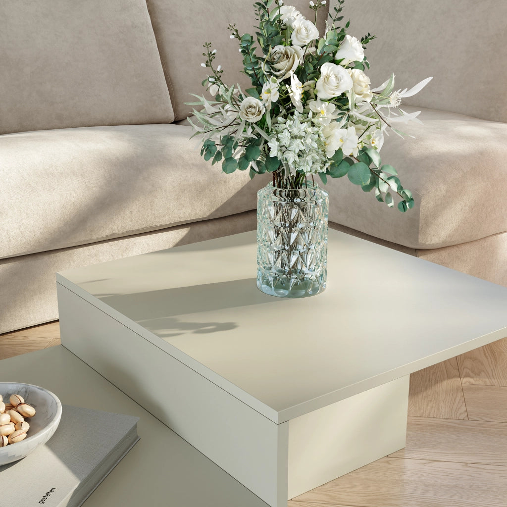 Tavolino da Salotto Taniena a Doppio Livello 100x55x35 cm Color Avena Oatmeal [en.casa]
