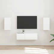 Set di Mobiletto da TV a Parete 4 pz-Credenza per TV sospesa Bianco Lucido 941860