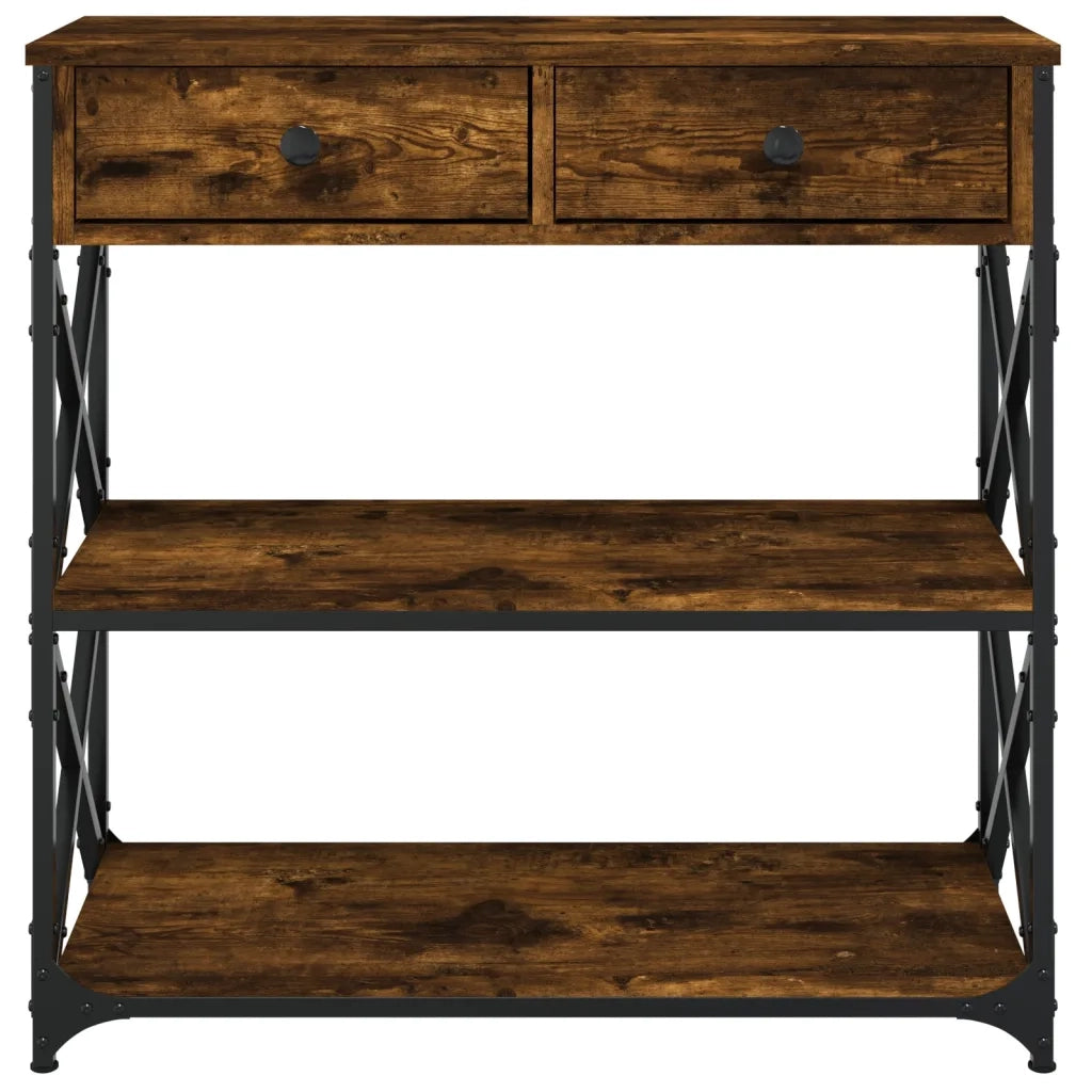Tavolino Consolle | Tavolo d'Ingresso Rovere Fumo 75x28x75 cm in Legno Multistrato