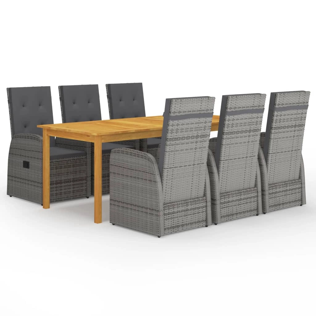 Set da pranzo da giardino per esterni 7 pezzi mobili grigi 02_0013961