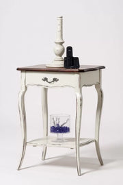 Consolle porta lampada 1 cassetto legno bianco shabby bicolore 52x52x78 - Mobili 2G