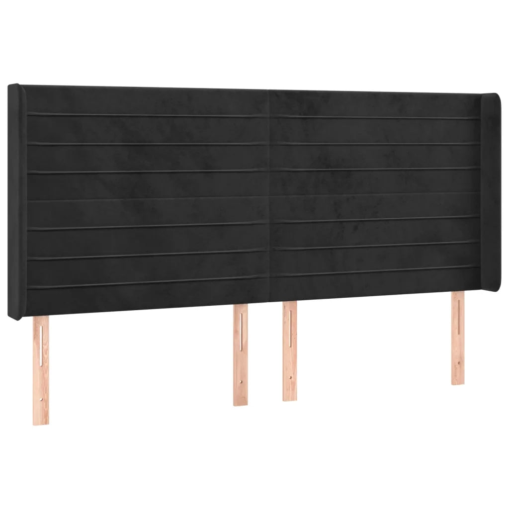 Testiera a LED-Testata con LED Nera 163x16x118/128 cm in Velluto 933082