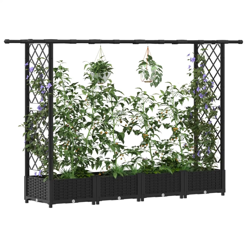 Letto Rialzato con Griglia e Tetto Nero 203 x 40 x 123 cm PP 42032541