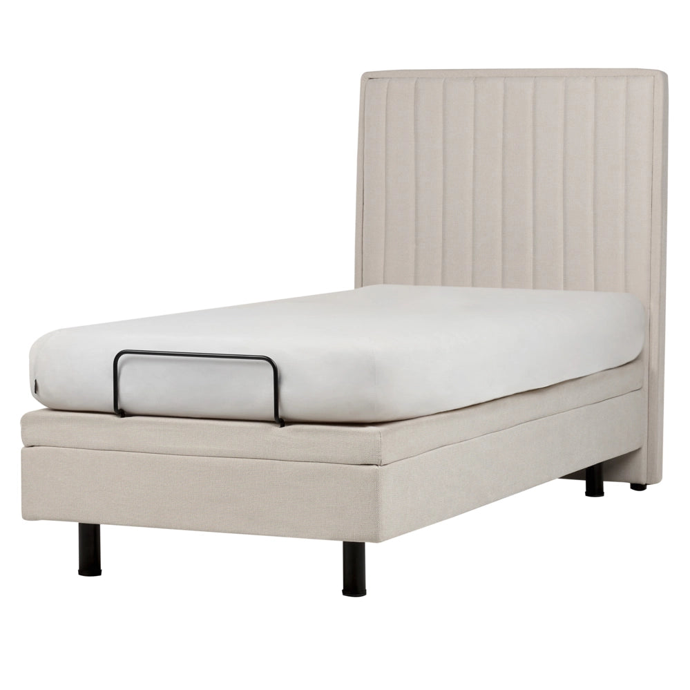 Letto Tessuto Beige chiaro Elettrico Regolabile con Telecomando 90 x 200 cm