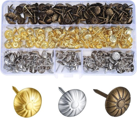 Punaises decorativi per divano, poltrona, letto - Design antico - Bronzo, oro, argento - 450 pezzi
