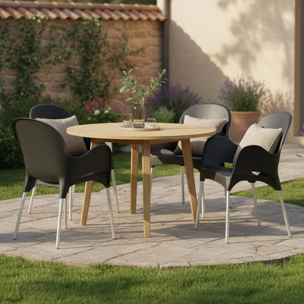 Raimund, Sedia da Esterno 4 Sedie Made in Italy, Nero Antracite