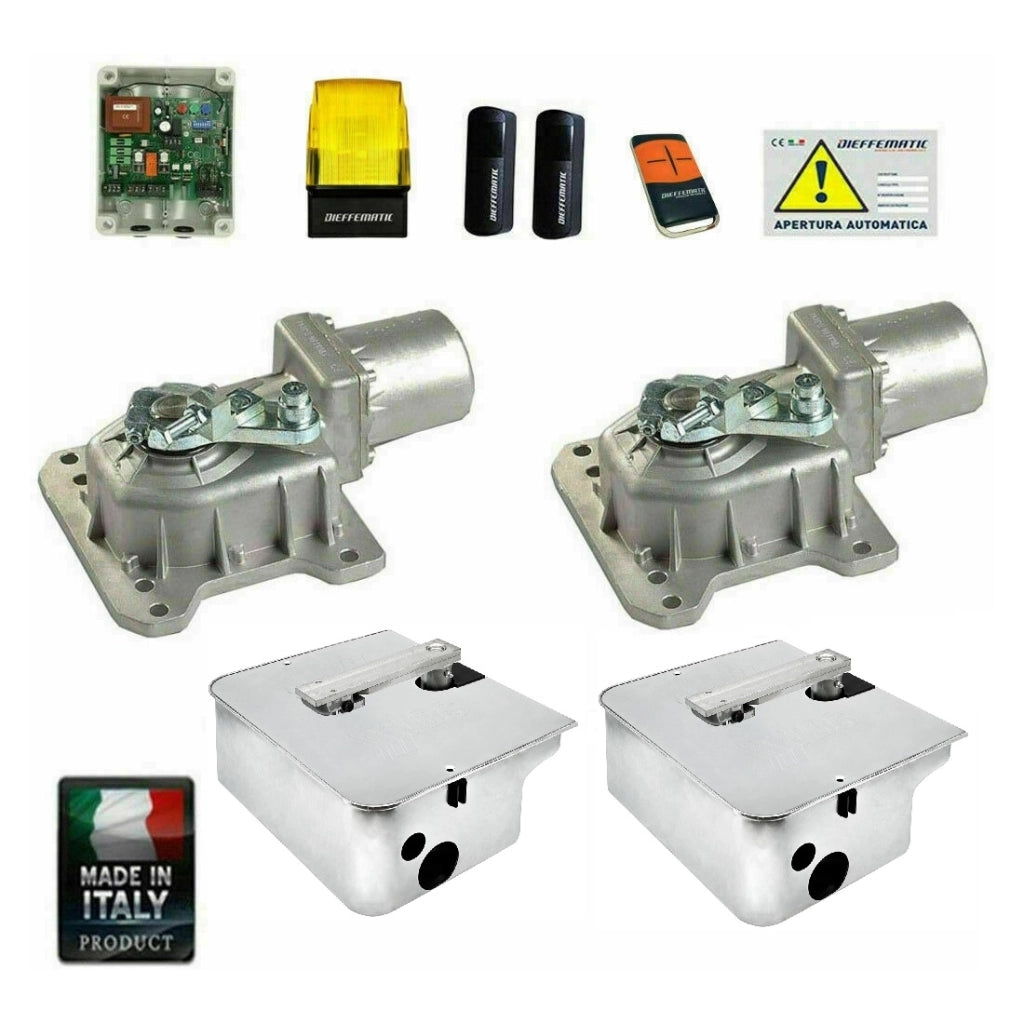 KIT CROMO MOTORE PER CANCELLO A BATTENTE 230V INTERRATO CON 2 CASSE INOX