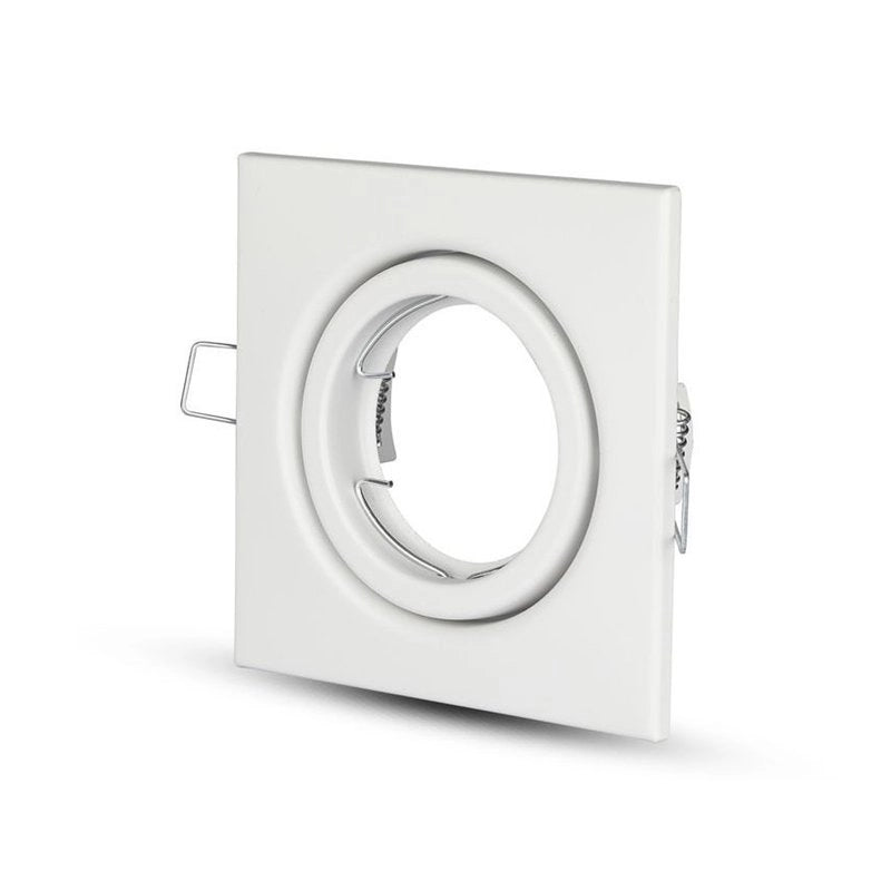 Porta Faretto Led GU10 MR16 Quadrato Con Molla Colore Bianco Orientabile Spotlight Fitting SKU-3472