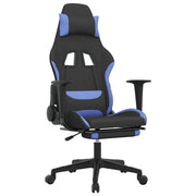 Sedia da Gaming | Sedia da e-sports con Poggiapiedi Nero e Blu in Tessuto
