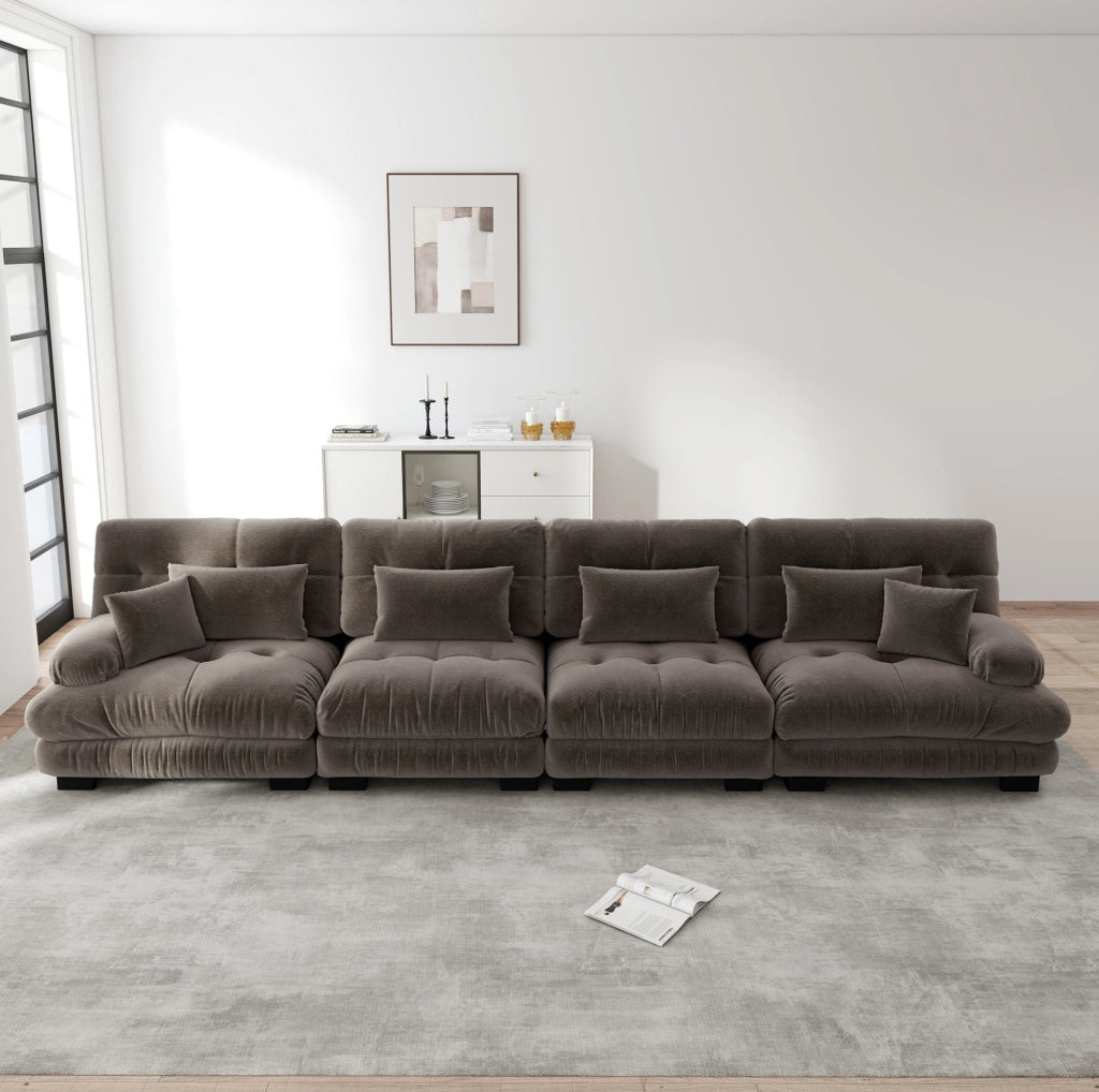 Divano modulare in chenille marrone HOMVRA