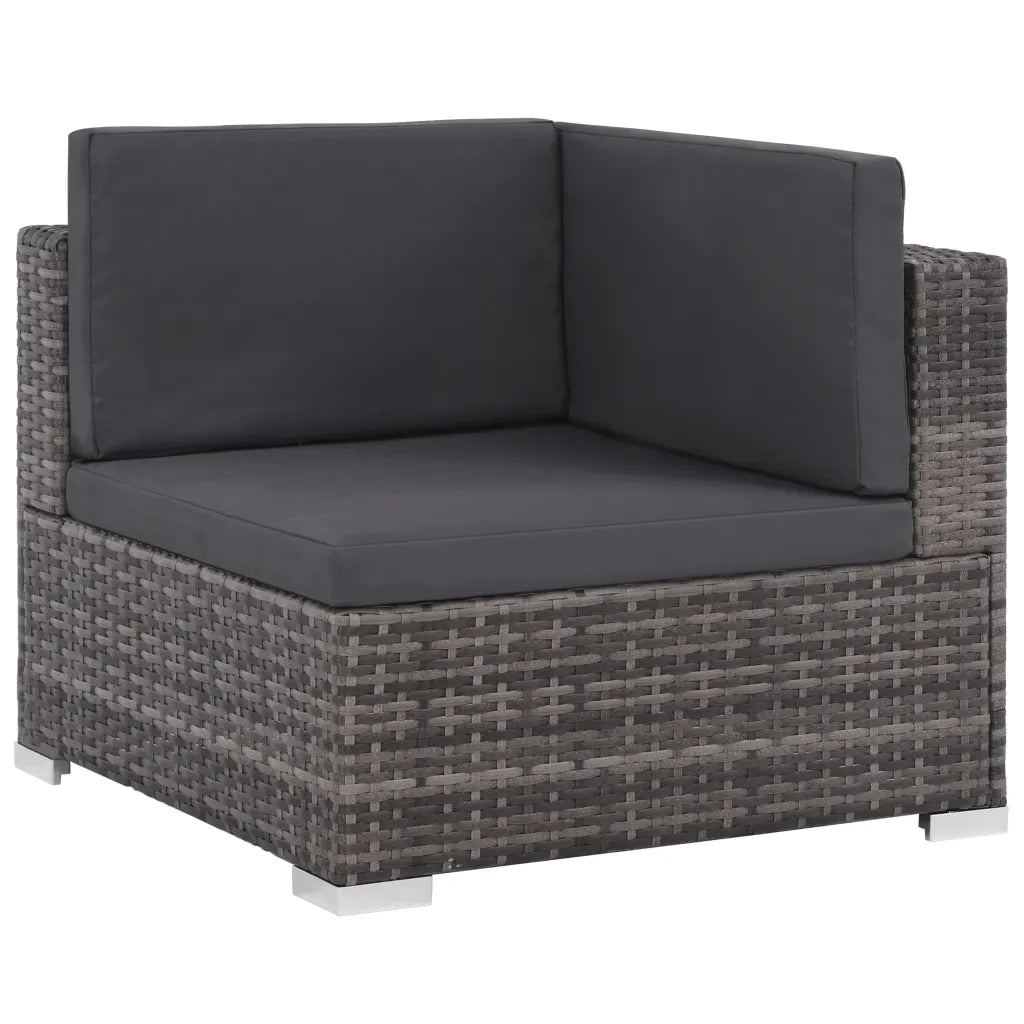 Set da Giardino 6 pz | Set Salotto da Giardino con Cuscini in Polyrattan Grigio