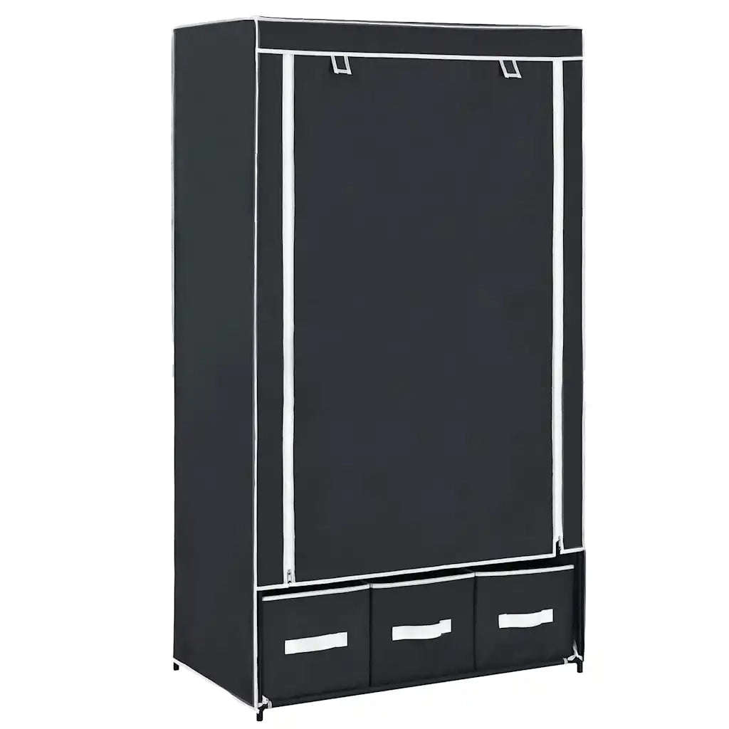 Armadio Nero 87x49x159 cm in Tessuto