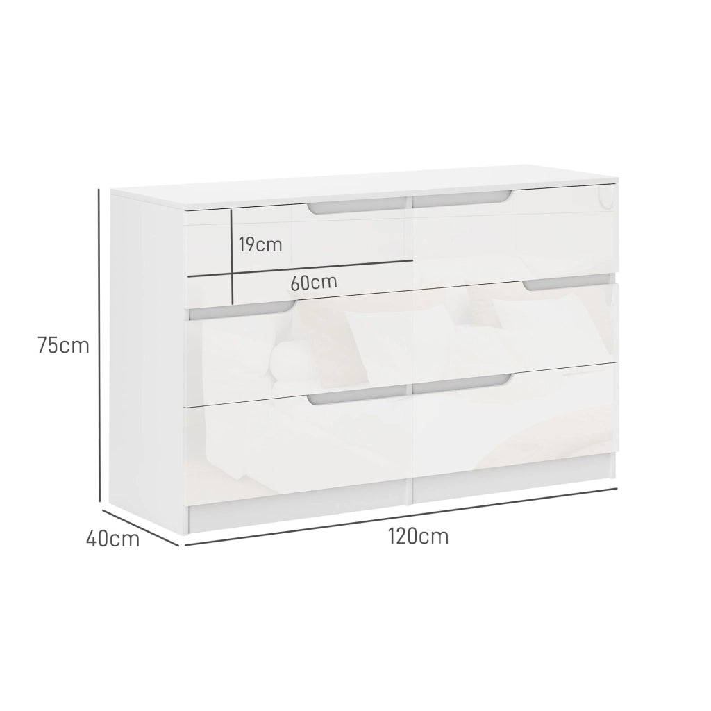 Cassettiera 6 Cassetti Moderna ¨C Minimal ¨C Bianco 120x40x75 cm