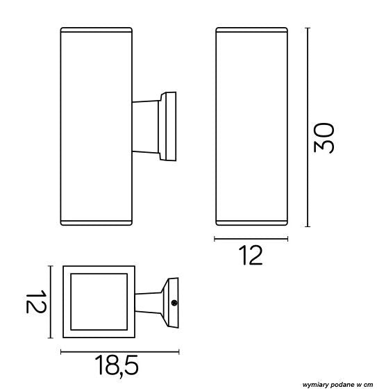 Applique esterna 30x12cm 2xE27 nera IP54 SU-MA Adela 8001BL
