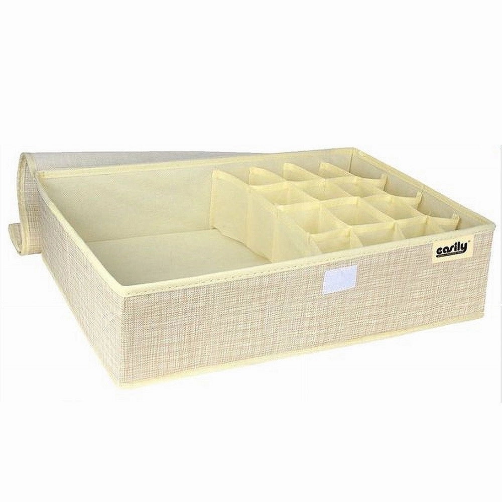 Trade Shop - Porta Oggetti Tessuto Organizer Contenitore Biancheria 17 Posti 48x28x11cm 69722 -