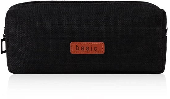 Etui universale per ragazze, ragazzi, studenti, portapenne, borsa cosmetica, piccolo portafoglio in lino per donne, regalo per iscrizione scolastica, attrezzatura scolastica (nero)
