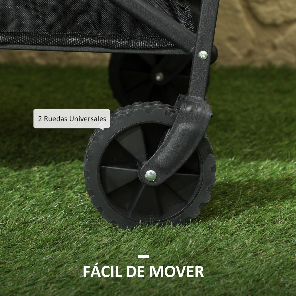Carrello da Giardino Pleghevole con Ruote ¨C zephmum ¨C 64x42x27 cm Nero