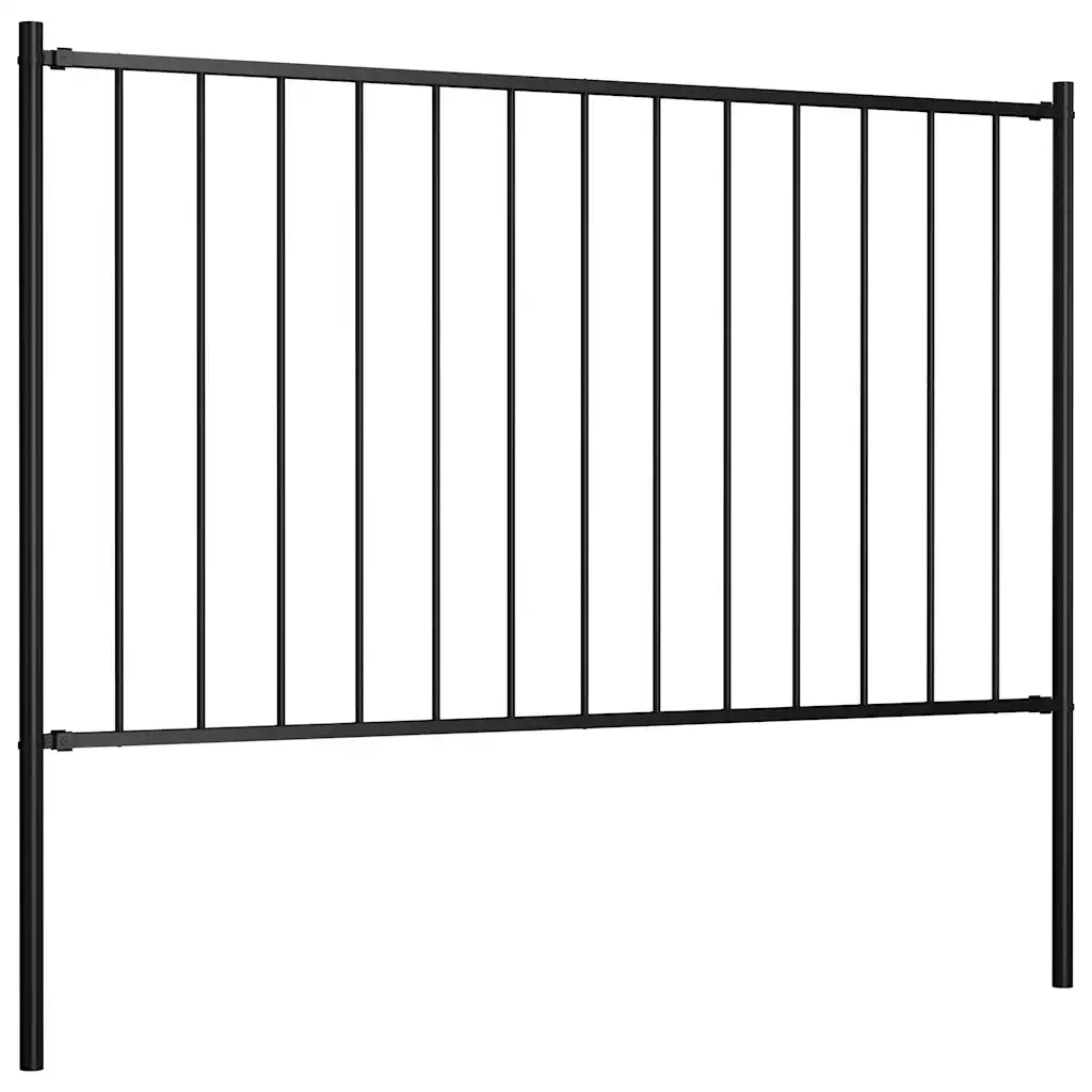 Pannello Recinzione con Pali Acciaio Verniciato 1,7x0,75m Nero cod mxl 61737