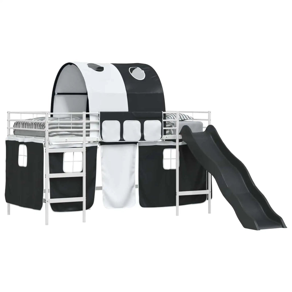 Struttura del letto loft per bambini Bianco e Nero 90 x 200 cm