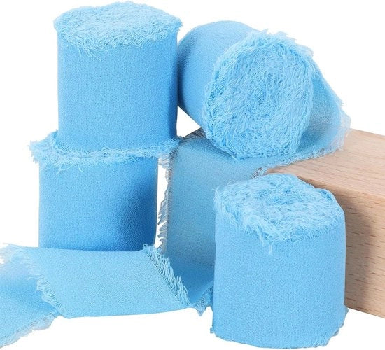 Chiffon Lint Roulante Premium, 55 Metri, Celeste - Ideale per Regali e Decorazioni - Matrimoni, Feste e Artigianato DIY