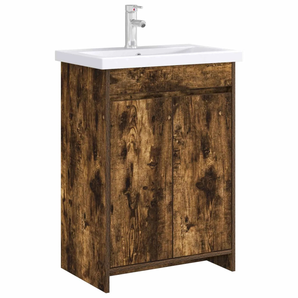 Mobiletto da Bagno Sotto Lavabo Rovere Fumo 56 x 37,5 x 81 cm 890780