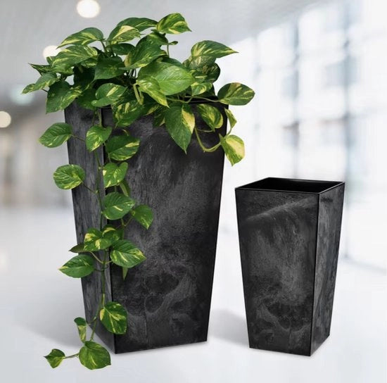 Pianta da Giardino Grande Alta con Base in Pietra | 24×47 cm | Ideale per Interno ed Esterno | Design Moderno per Balcone, Giardino o Terrazzo