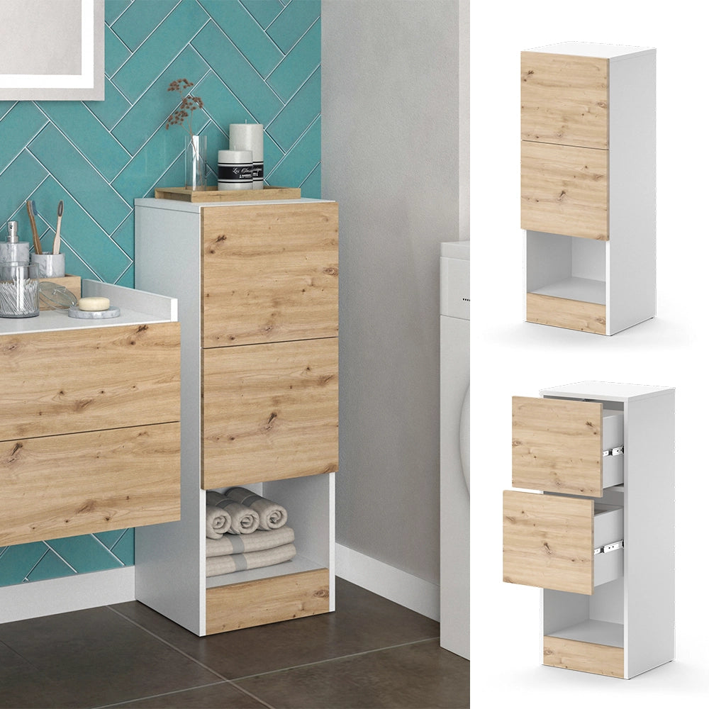 Vicco Mobiletto bagno Bianco 35 x 92 cm con 2 cassetti