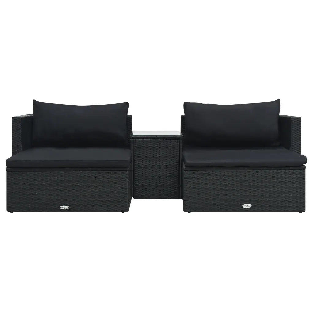Set Divani da Giardino 5 pz con Cuscini in Polyrattan Nero cod mxl 53671