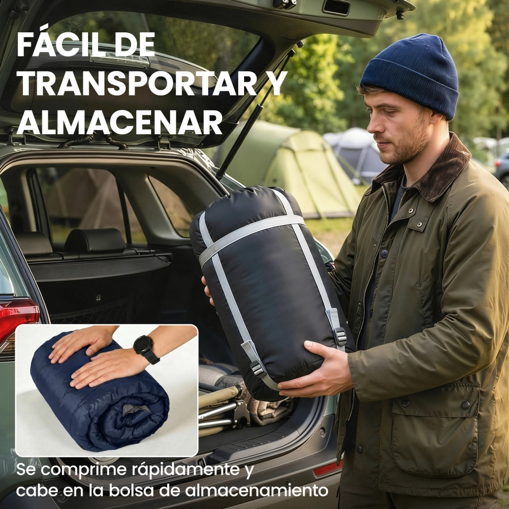Sacco a pelo matrimoniale Queen per 2 persone con 2 cuscini e borsa ¨C zephmum ¨C blu scuro