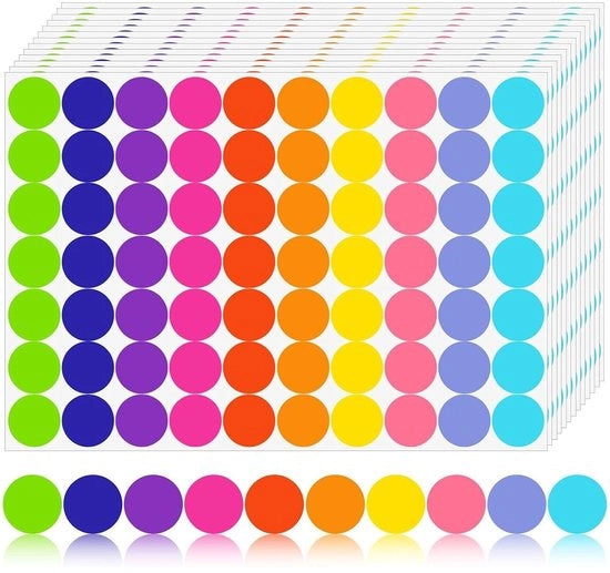 Etichette Autoadesive Colorate - 2800 pezzi - Etichette Colorate - Adesivi Autoadesivi - Organizzazione - Magazzino/ Ufficio - 10 Colori Vivaci