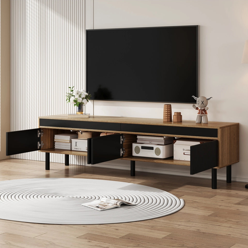 Mobile TV 170x38x47.7 cm; 4 ante con apertura touch; truciolare nero