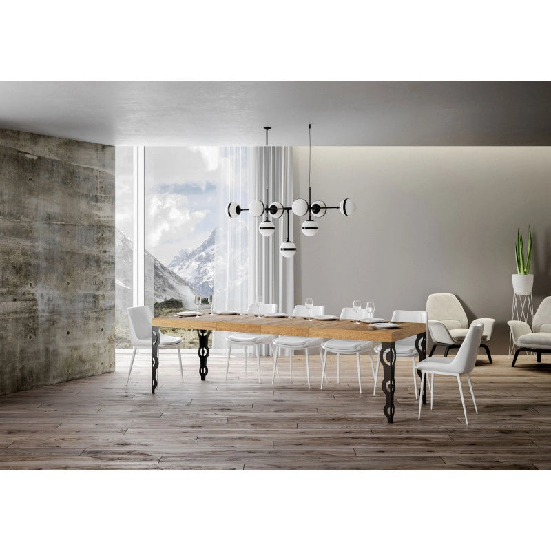 Tavolo allungabile 180/440x90 cm Karamay Premium telaio Antracite - Quercia Natura