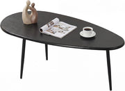 Tavolino da Salotto Ovale, Tavolino da Caffè con Struttura Metallica Robusta e Design Compatto, Tavolo Basso per Soggiorno, Ufficio e Lounge (Nero)